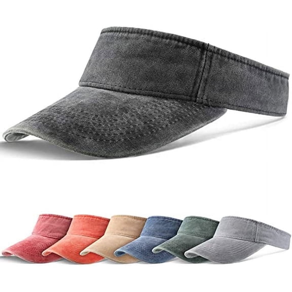 LQCrafK Sports Denim Sun Visors Hats for Women UV Long Brim Sun Hat for Men Women Adjustable Empty Top Sweatband Hat for Baseball Golf