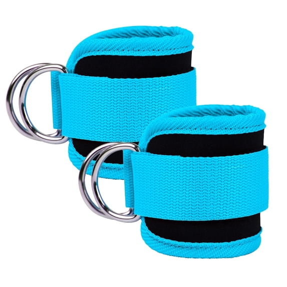 LQCrafK Straps (Pair) For Cable Machine Kickbacks, , Lower Body Exercises - Adjustable Leg Straps - blue