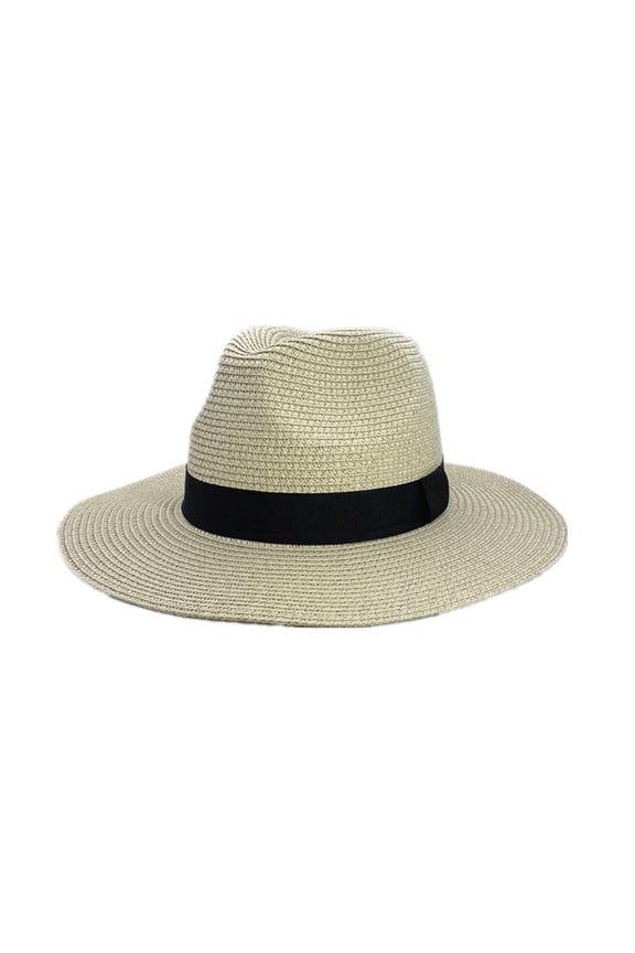 Sun Hat Panama Straw for Women Men, Fedora Wide Brim Foldable Travel Hat, Summer Beach Hat