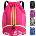 thumbnail image 1 of LQCrafK Waterproof Gym Bags with Drawstring, Large Capacity Sports Bag, with Bottom Compartment and Wide Drawstring, Soccer Backpack for Women Men Junior (Black), 1 of 7