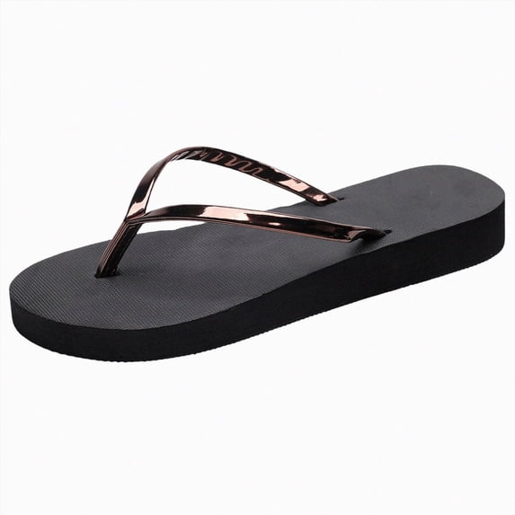 LQCrafK Wedge Sandals for Women Summer Flat Sandals for Women Comfortable Casual Beach Shoes Bohemian Beaded Flip Flops Sandals,Black