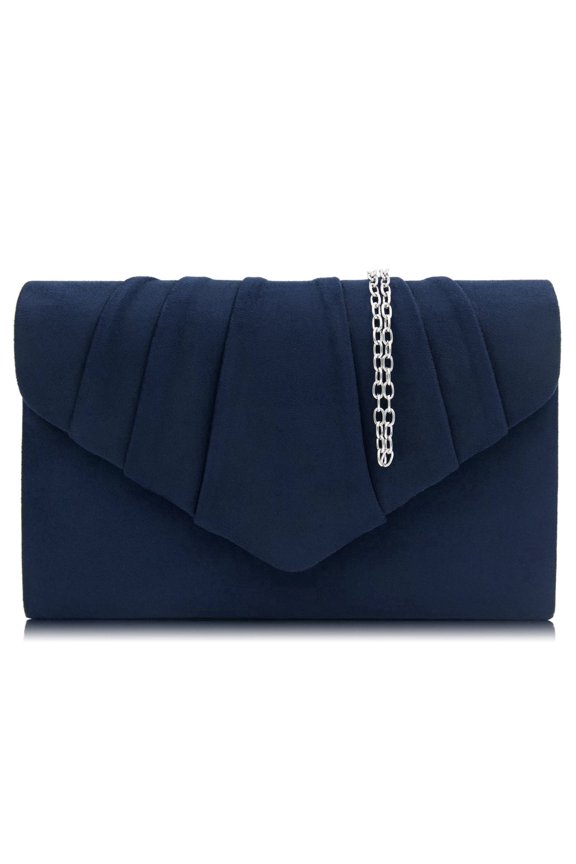 Women Evening Bag Suede Pleated Clutch Purse For Female With Shoulder Chain
