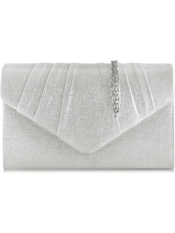 Women Evening Bag Suede Pleated Clutch Purse For Female With Shoulder Chain