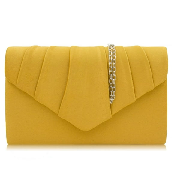 LQCrafK Women Evening Bag Suede Pleated Clutch Purse For Female With Shoulder Chain