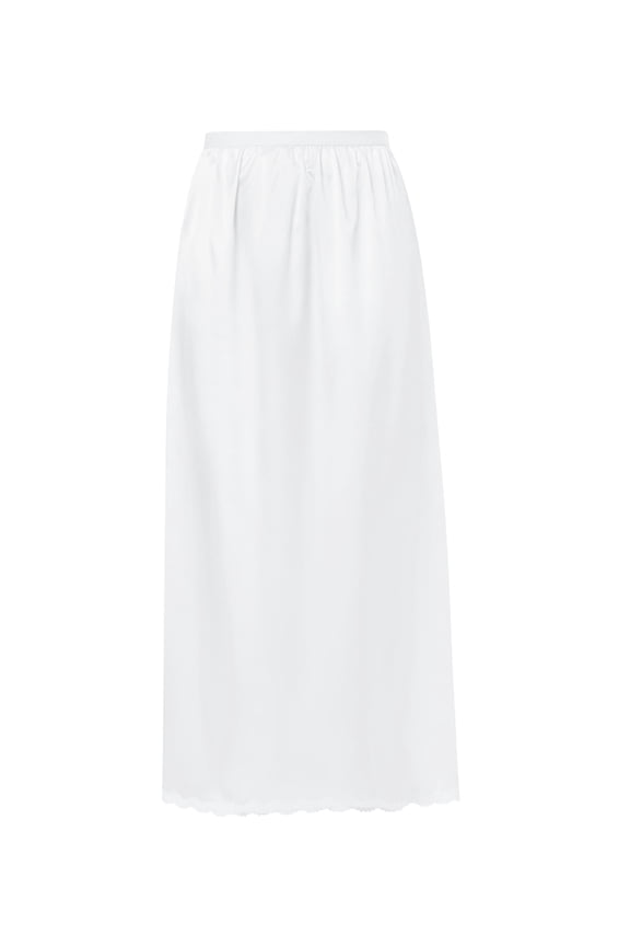 Women Solid Satin Half Slip Long Lace Trim Smooth Underskirt High Elastic Waist Inner Lining Bust Skirt