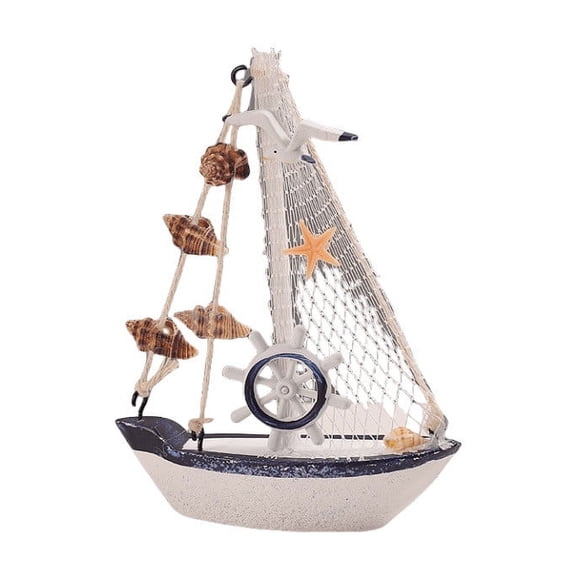 LQCrafK Wooden Sailing Boat Model Mini,Handmade Vintage Nautical Wood Sailing Boat Decoration,for Table Ornament,Photo Props,Beach Ocean Theme Party and Room Decor