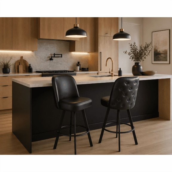 LQLI Bar Stools Set of 2, Commercial Grade Swivel Bucket Seat Counter Height Stools with Backrest, Adjustable Padded Barstools with Metal Base for Home Bar, Restaurant &Café Assembly Required
