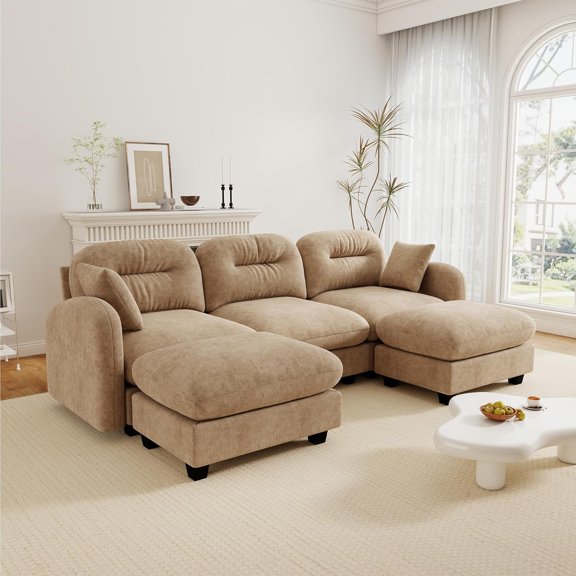 LQLI Cloud Couches for Living Room, Modular Sectional Sofa, 107" U-Shape 3-Seater Modular Couch, Oversized Sectional Couch with Deep Seat