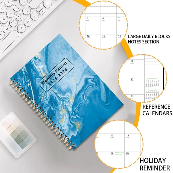 LQPWZU 2026-2028 Monthly Planner/Calendar - 3 Year Monthly Planner 2026-2028, Jan 2026 - Dec 2028, 5.91" x 8.46", Notes Pages