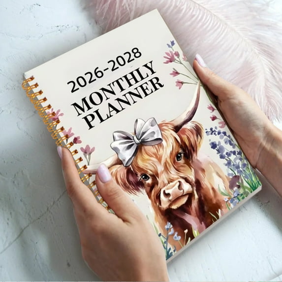 LQPWZU 2026-2028 Monthly Planner/Calendar - Jan 2026 - Dec 2028, 3 Year Monthly Planner with Cow Pattern, 5.5" x 8.3", Suitable for Long-Term Planning