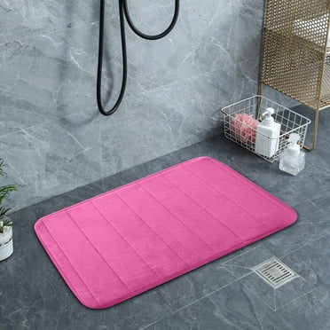 LQPWZU 2Pcs Memory Foam Bath Mat Rug, 24" x 16", Ultra Soft and Non-Slip Bathroom Rugs, Water Absorbent and Machine Washable Bath Rug for Bathroom, Shower, and Tub, Pink