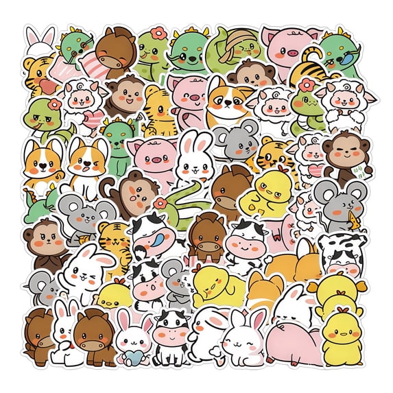 LQPWZU 60 Pcs Twelve Chinese Zodiac Signs Stickers for Kids Vinyl Water Bottle Stickers Cute Stuff for Kids Gifts Party Favors Classroom Must Haves