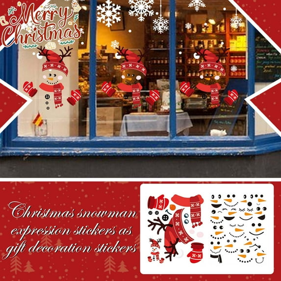 LQPWZU Christmas Snowman Stickers, Gift Decoration Stickers, PVC Self-adhesive Cartoon Funny Snowman Refrigerator Stickers, Window Stickers