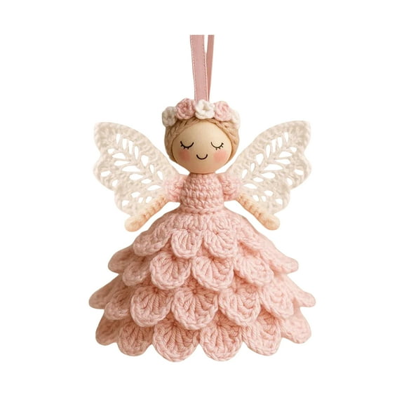 LQPWZU DIY Crochet Angel Ornament Kit, Christmas Crochet Craft Kit with Yarn for Beginners, Easy Starter Craft to Create Your Own Christmas Hanging Ornaments, Warm Home Party Decor Embellishments