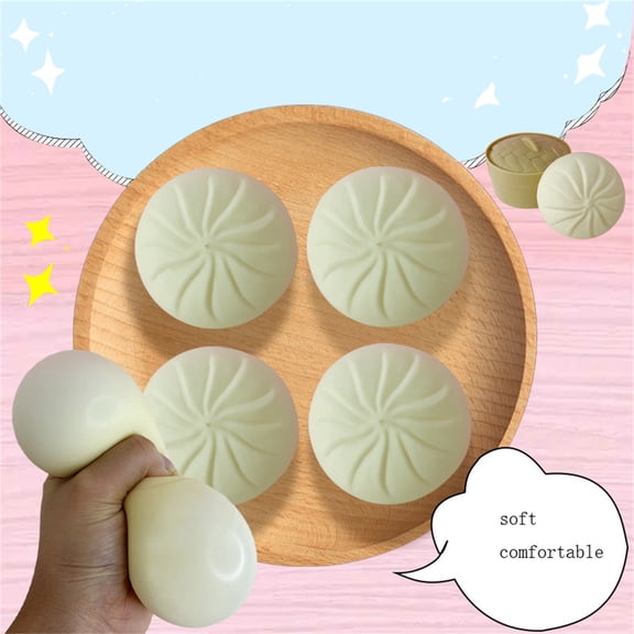 LQPWZU Dumplings Squishies Toys, Squeeze Dough Ball Steamed Bun Squishies