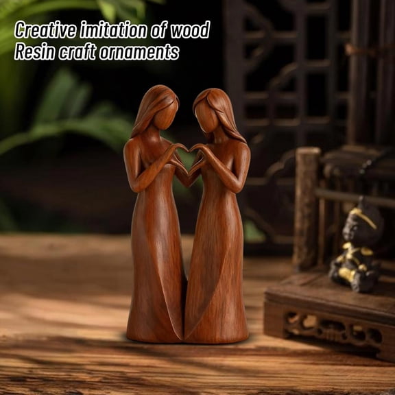 LQPWZU Friend Birthday Gifts for Women: Unique Sisters Friendship Imitation Wood-carved Resin Figurines Statue - Sister Gift from Sisters - Special Friendship Day Present for Besties Female