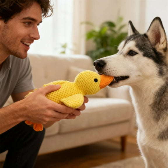 LQPWZU Quacking Duck Stuffed Animal Pillow Toy, Squeaky Duck Plush Doll, Duck Dog Toy, Plush Yellow Duck Dog Toy, Realistic Duck Design Dolls Suitable for Dogs Chew and Play