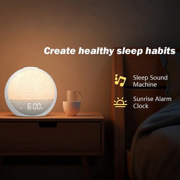 LQPWZU Sound Machine Alarm Clock for Bedroom: 25 Natural Sleep Sounds - White Noise Machine for Kids Adults - Gentle Wake Up Alarm