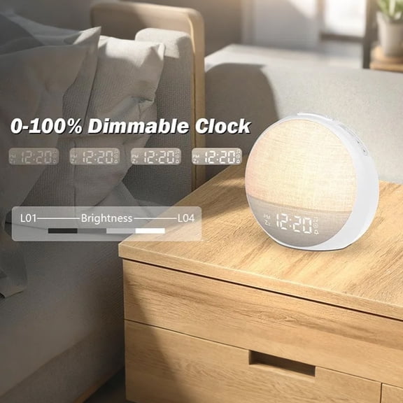 LQPWZU Sunrise Alarm Clock, Sound Machine for Sleep, Customizable Sleep Routines, Dimmable Night Light, 25 Soothing Sounds, White Noise Machine, Wake Up Light for Bedrooms, Adults, Kids