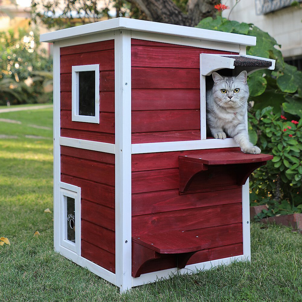 LQQ 2Story Weatherproof Outdoor Cat House