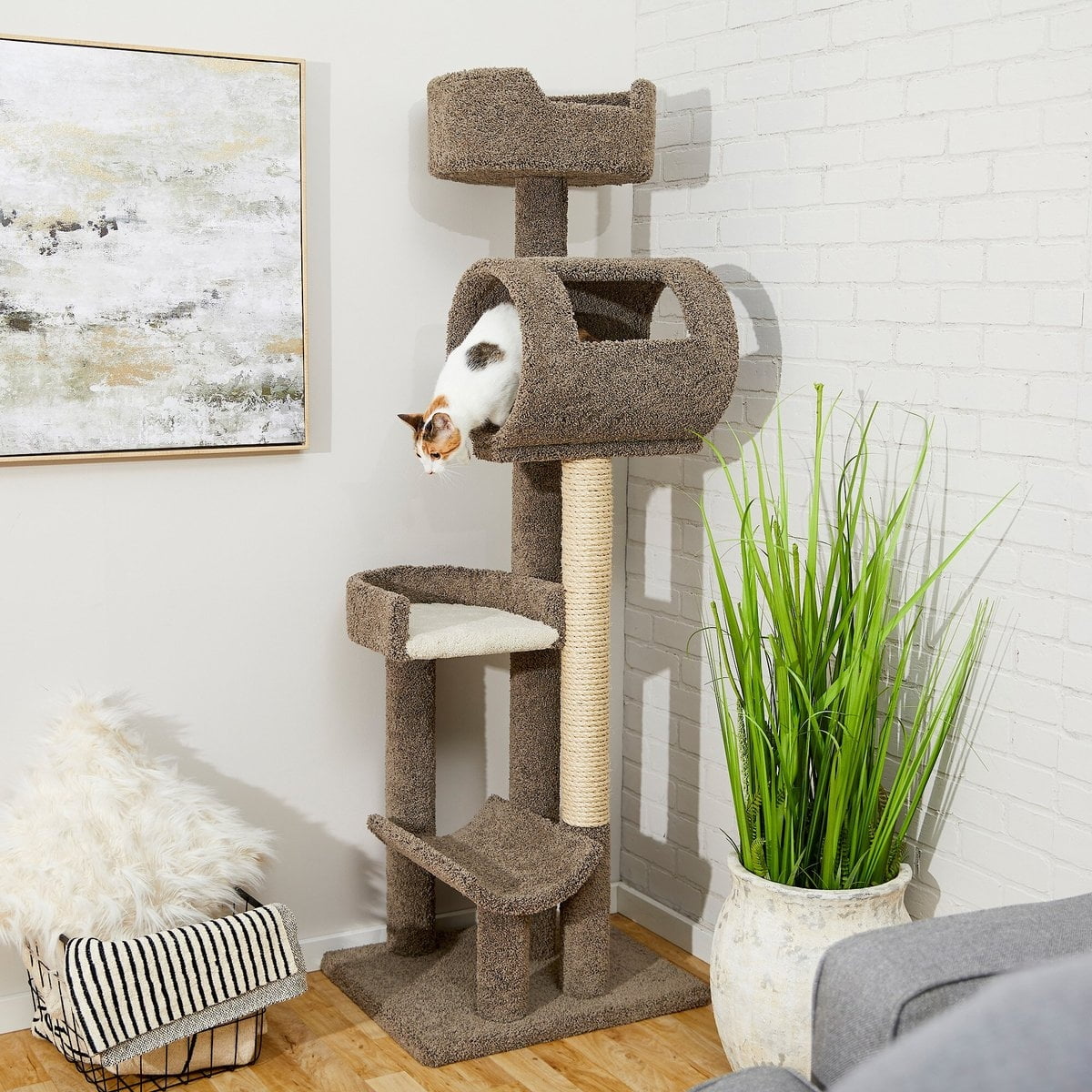 LQQ 69in Real Carpet Wooden Cat Tree