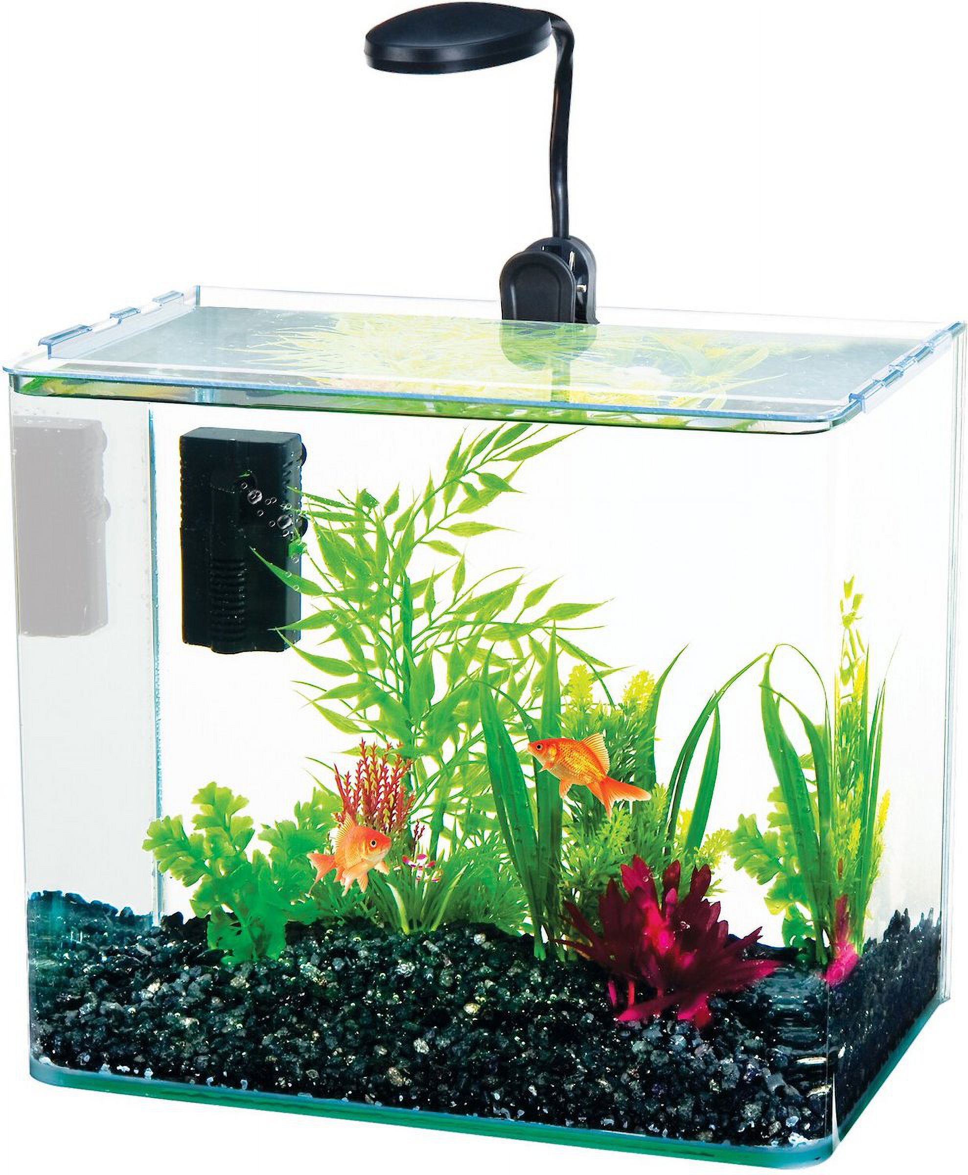 LQQ Curved Corner Glass Aquarium Kit, Black,3.4gal