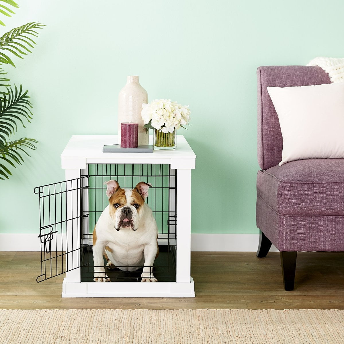 LQQ Double Door Furniture Style Dog Crate & End Table