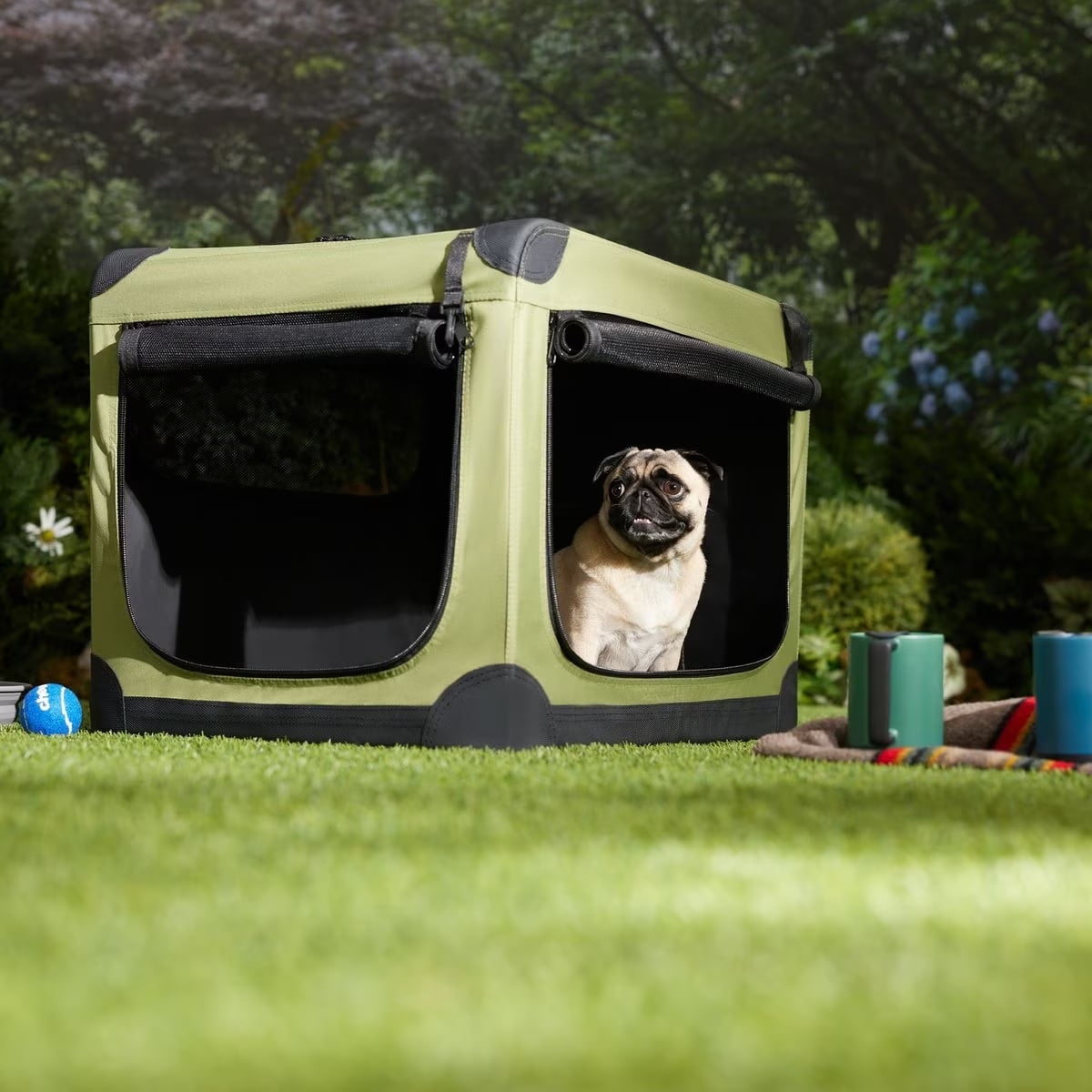 LQQ Indoor & Outdoor 3Door Collapsible SoftSided Dog & Small Pet