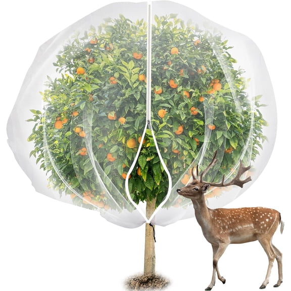 LQQBOX 1 Pack 7.87 x 7.87ft Fruits Tree Netting, Insect Bird Barrier Tree Net with Drawstring and Zipper, Plant Cover Fruit Tree Protection to Prevent Tomato Blueberry Vegetables from Squirrels Birds