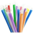 thumbnail image 1 of LQQBOX 100 PCS Individually Packaged Colorful Jumbo Smoothie Straws, Large Wide Milkshake Disposable Plastic Drinking Straw, 0.4" Diameter and 9.4" long, Random color, 1 of 8