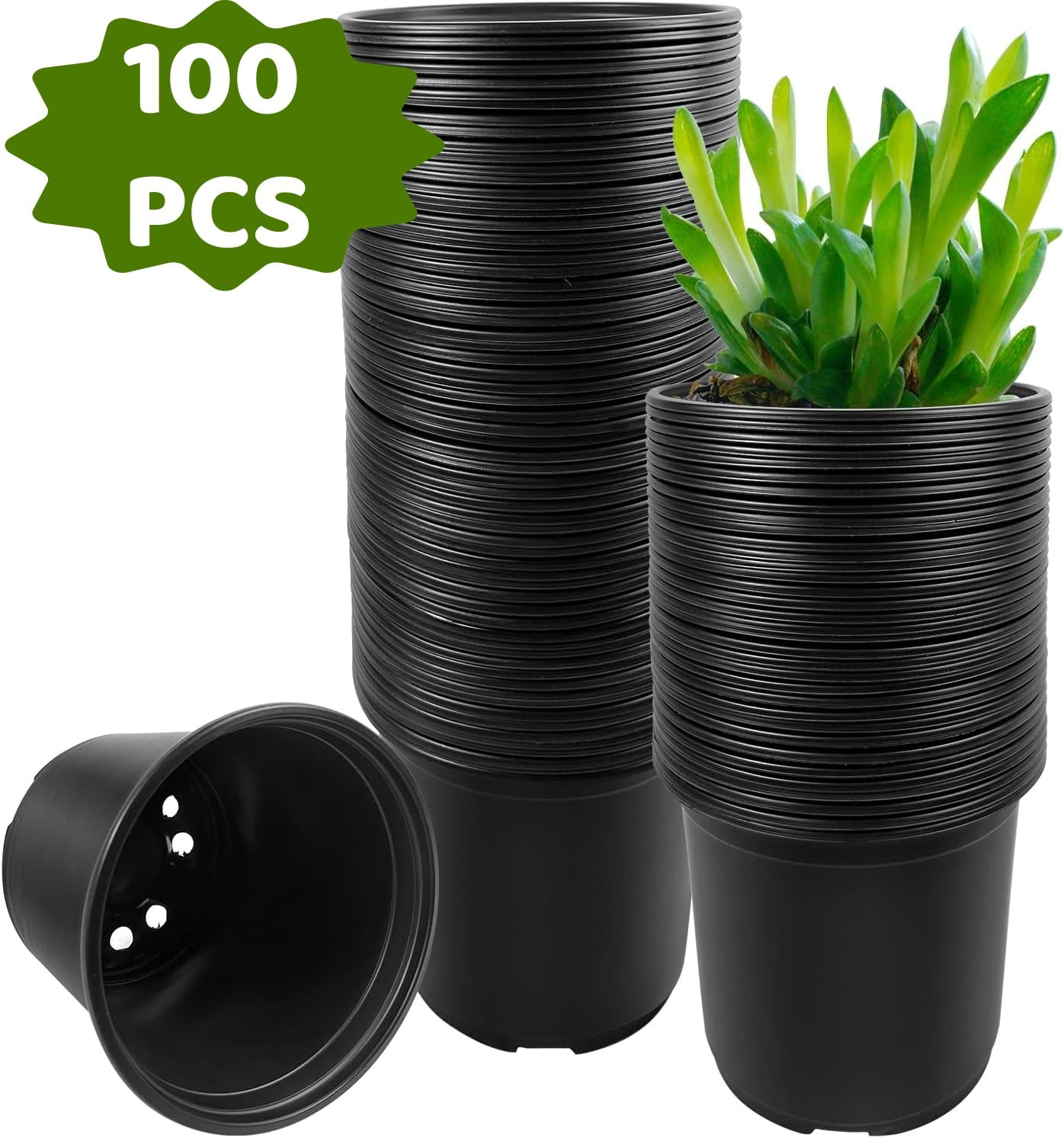 LQQBOX 100 Packs Plant Nursery Pots, 4 Inch Plastic Seeds Starter Pots ...