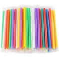 thumbnail image 1 of LQQBOX 100 Pcs Smoothie Boba Individually Wrapped Straws, Jumbo Large Plastic Disposable Bubble Tea Milkshake Colorful Drinking Straws(0.4" Wide X 9.4" Long), 1 of 7