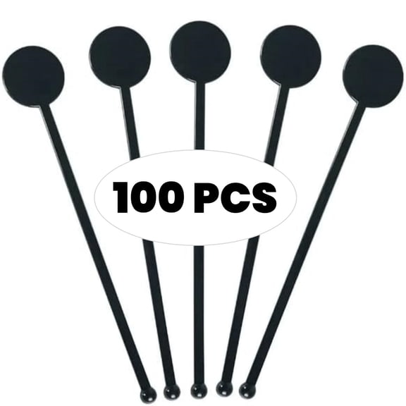 LQQBOX 100PCS 7 Inches Swizzle Sticks, Disposible Plastic Drink Stirrers Plastic Coffee Whiskey Beverage Stirrers (Black)