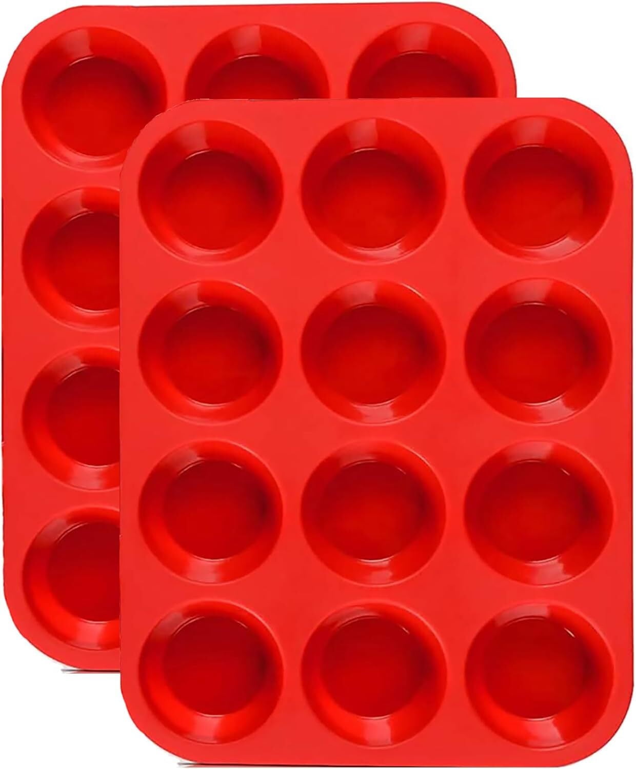LQQBOX 12 Cups Silicone Muffin Pan 2 Pack - Silicone Cupcake Pan Nonstick Silicone Molds Great for Making Muffin Cakes,Bread, Tart - BPA Free Baking Accessory