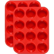 LQQBOX 12 Cups Silicone Muffin Pan 2 Pack - Silicone Cupcake Pan Nonstick Silicone Molds Great for Making Muffin Cakes,Bread, Tart - BPA Free Baking Accessory