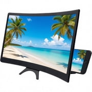 LQQBOX 12 Inches Phone Screen Magnifier, 3D HD Movie Screen Magnifying with Curved Surface Design Movies Videos Amplifier Foldable Phone Stand Screen Amplifier for All Smartphone - Black