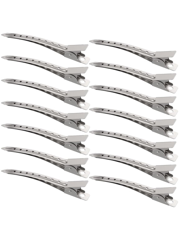 14 Pieces Duck Bill Hair Clips 3.5 Inches Duckbill Hair Clips Metal Alligator Curl Clips for Women Styling Sectioning Long Hair Sectioning Clips with Holes