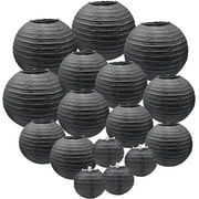 LQQBOX 16 Pieces Paper Lanterns Decorative Black Paper Lantern Round Chinese Paper Lanterns for Birthday Wedding Halloween Home Decor Party Decoration