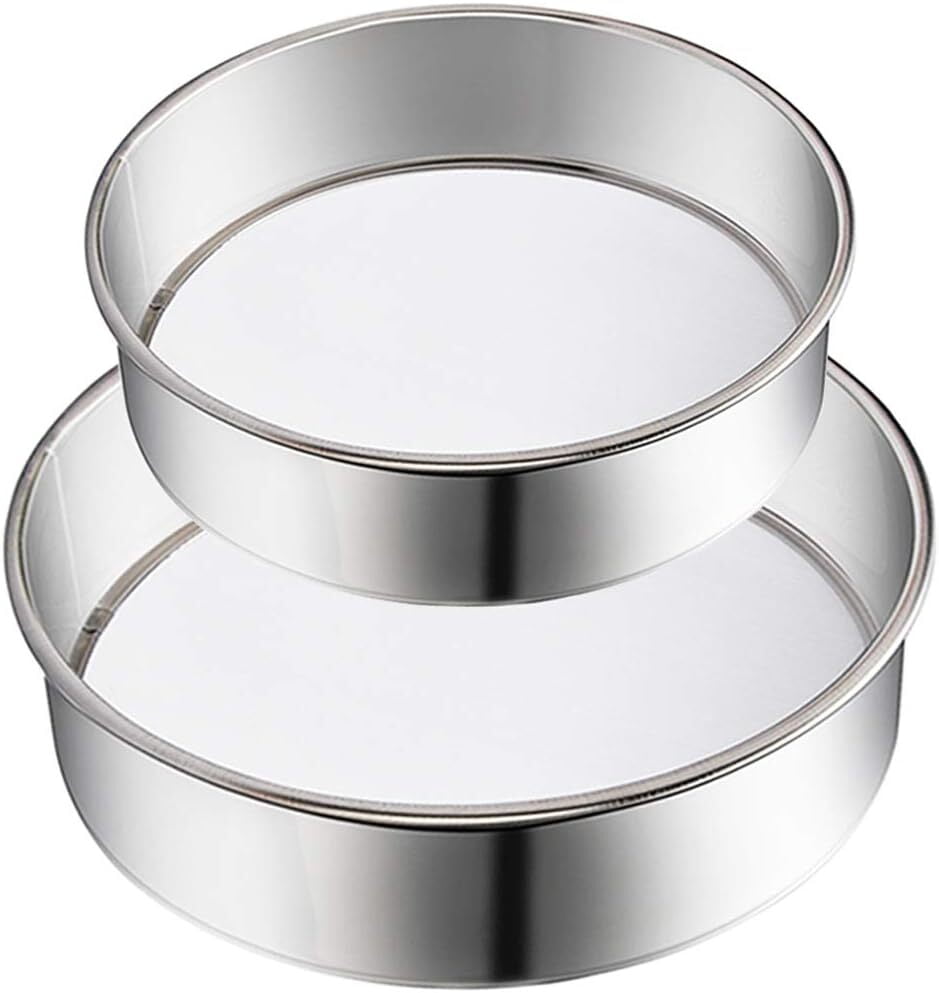 Sieved Pack LQQBOX 2 Pack Flour Sifter, 6 Inch and 8 Inch Round Stainless Steel ...