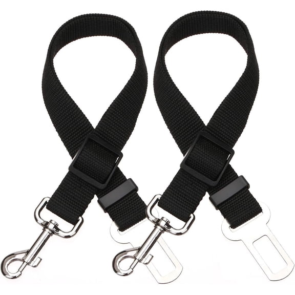 LQQBOX 2 Pcs Adjustable Length Pet Dog Cat car seat Belt Pet seat Belt Pet Accessories for Dogs Cats and Pets (Black)