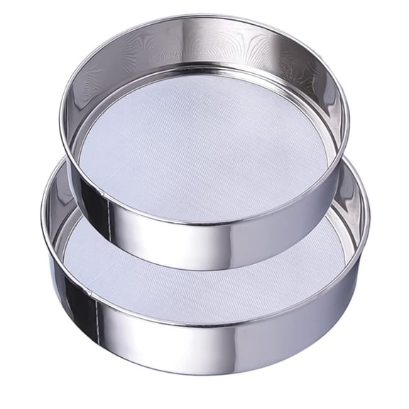 LQQBOX 2 Pcs Flour Sifter,Stainless Steel Fine Mesh Strainers Flour Sieve, Round Sifter for Baking Cake Bread (6-Inch and 8-Inch)