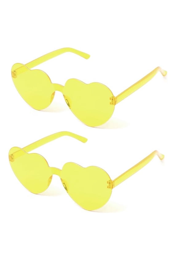 2 Pcs Heart Sunglasses Rimless Heart Shaped Sun Glasses Women Fashion Love Glasses