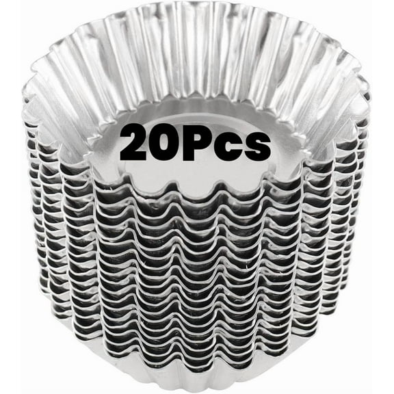 LQQBOX 20 Pack Egg Tart Pans, 2.75 x 0.79in Mini Metal Cupcake Pans Pie Cookie Muffin Tins Reusable Baking Mold Cups