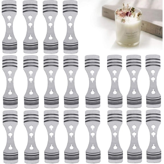 LQQBOX 20 Pcs Metal Candle Wick Centering Devices, Silver Stainless Steel Candle Wick Holder for Candle Making