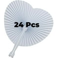 thumbnail image 1 of LQQBOX 24 Pack White Folding Fans- Heart Shaped Handheld Folding Accordion Paper Fans Assortment with Plastic Handle for Wedding Birthday Celebration Party Favors Bag Filler, 1 of 7