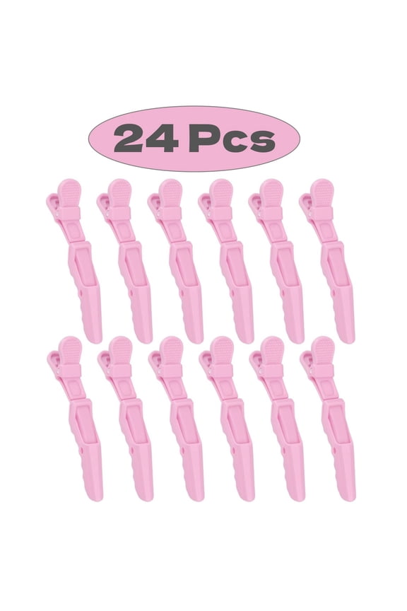 24 Pcs/Set Alligator Styling Sectioning Hair Clips (Pink)