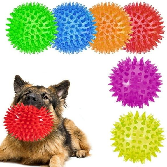 LQQBOX 3.5" Squeaky Dog Toy Balls (6 Colors) Puppy Chew Toys for Teething, BPA Free Non-Toxic, Medium, Large & Small Dogs, Durable Aggressive Chewers