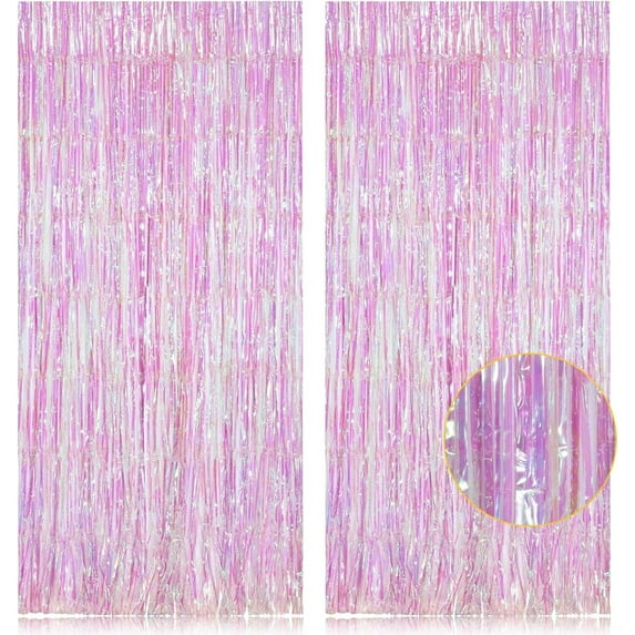 LQQBOX 3 Pack Transparent Rainbow Fringe Curtains, 3.28 x 6.56 FT Photo Booth Streamer Tinsel Curtains Background for Bachelorette Birthday Wedding Graduation Holiday Decor
