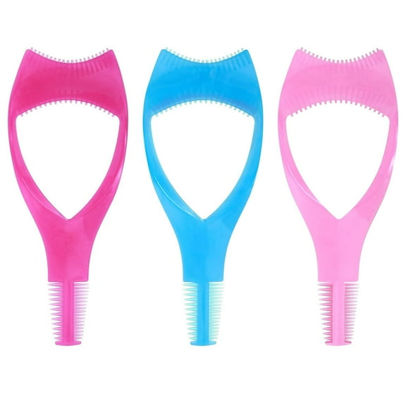 LQQBOX 3 Pcs Mascara Shield Guard Makeup Eyelash Applicator Cosmetic Mascara Guide Separator Upper Lower Lash Comb Helper Tool Plastic Eyelashes Clean Brush Beauty Accesories (Blue, Pink, Rose)