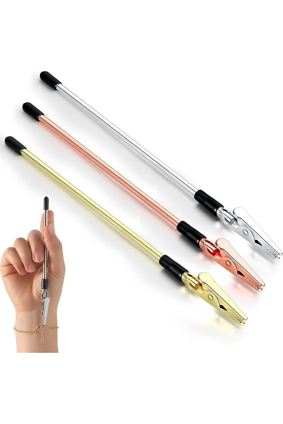 3 Pieces Bracelet Tool Jewelry Helpers Hand Bracelet Helpers Fastening Tools for Jewelry Watch Clasps Zippers(Gold, Silver, Rose Gold)